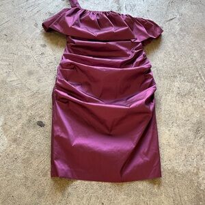 Tracy Reese One-Shoulder Ruched Cocktail Dress in Plum
